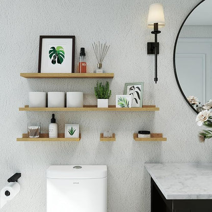 Floating Shelves for Wall Decor, Long Wall Mounted Storage Shelf for Bedroom, Living Room, Bathroom, Kitchen, Nursery, Display Picture Ledge Shelf with Lip Set of 2-36 Inches, Oak
