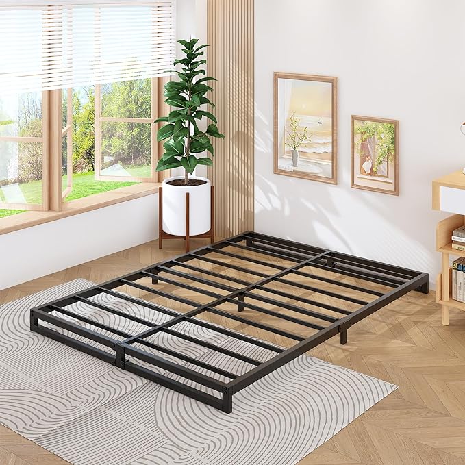 Lutown-Teen 6 Inch California King Bed Frames No Box Spring Needed Heavy Duty Metal Cal King Platform for Mattress Foundation, Noise Free, Easy Assembly, Black