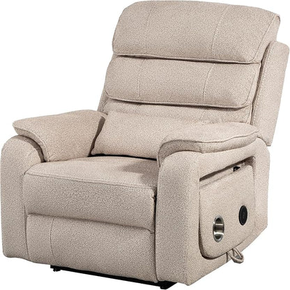 JIKFRIMA Power Lift Recliners Chairs for Elderly Adults Lay Flat Recliner with Heat & Massage, Wireless Charging Device, USB Ports, Cup Holder, Lumbar Pillow, 400Lbs（Grainy Fibric,Oatmeal）