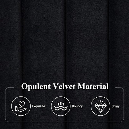 Allewie Queen Bed Frame, Velvet Upholstered Platform Bed with Vertical Channel Tufted Headboard, Mattress Foundation with Strong Wooden Slats, Box Spring Optional, Easy Assembly, Black