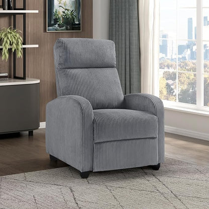 Lexicon Corduroy Pushback Recliner Chair Armchair Push Back Recliner, Solid Wood Frame and Metal Base, Easy Assembly Small Soft Single Sofa Accent Chair for Living Room/Office/Apartment, Dark Grey