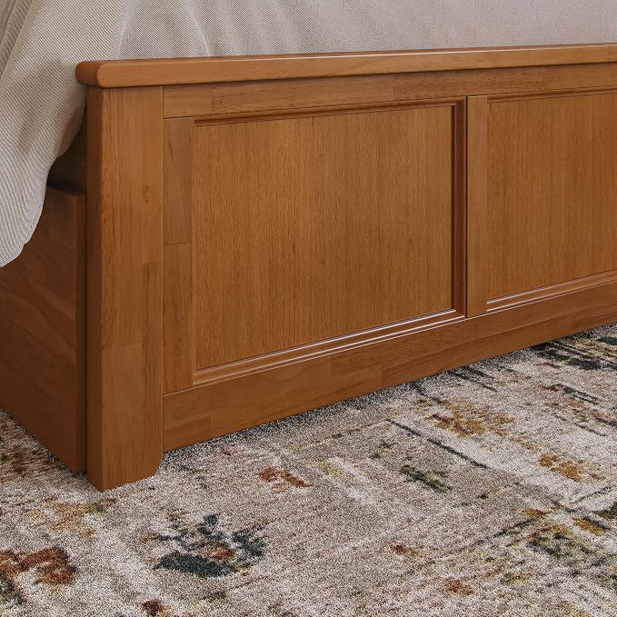 AFI, Madison King Solid Wood Platform Bed with Matching Footboard & Storage Drawers, Light Toffee