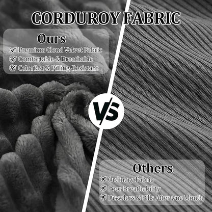 Corduroy Ottoman, Modern Boneless Cloud Foot Rest Foam Support, Oversized Modular Sectional Sofa Stool for Living Room, Bedroom & Small Spaces, No Assembly Required (Drak Gray, Ottoman)