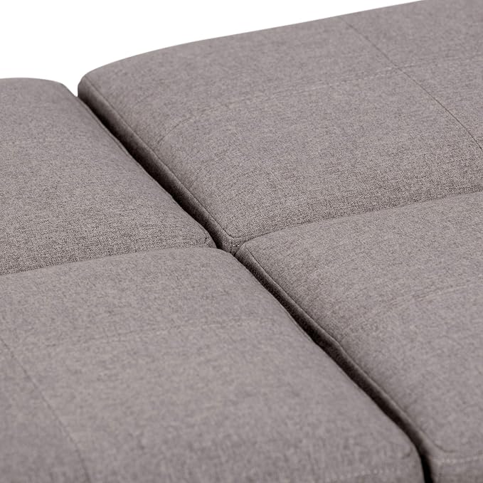 SIMPLIHOME Avalon Wide Contemporary Square Coffee Table Storage Ottoman, Cloud Grey, Table Ottoman