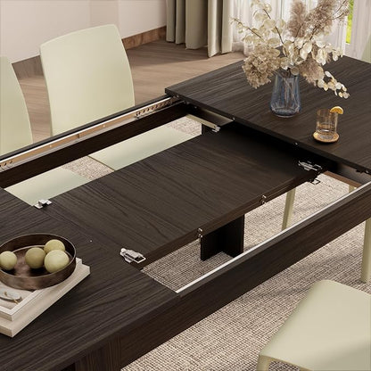 Mobili Fiver, Easy Extendable Dining Table, 55.1(86.6) x35.4 in, Dark Walnut, Made in Italy