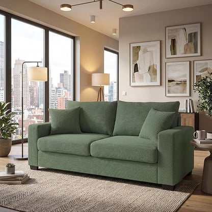 Ball & Cast 69" Loveseat Sofa, Modern Love Seat Couches for Living Room,Upholstered 2 Seater Small Couch with Throw Pillows for Bedroom,Apartment,Office,Easy Assembly,Dark Green