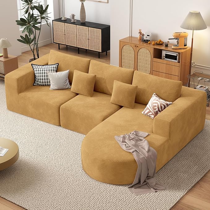 Boneless Couches for Living Room,Cloud Sectional Couch with L-Shape Chaise,Modern Modular Sofa with Deep Seat Upholstered Comfy Couches for Bedroom,No Assembly Required,1PCS