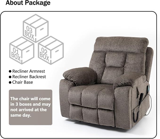 JIKFRIMA Dual Motor Power Lift Recliner Chair with Massage Heating for Adults Elderly, Electric Lift Chairs Lay Flat Recliners, Infinite Position, 2 Hidden Cup Holders