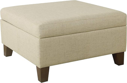HomePop 28" Woven Square Storage Ottoman - Linen Tan