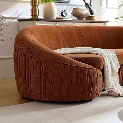 KEIKI 92" Oversized Curved Shaped Upholstered Modular Sectional Sofa, Modern 4-Seater Couch with Seat Cushions and Ergonomic Backrest, No Assembly Required, for Apartment, Living Room, Orange