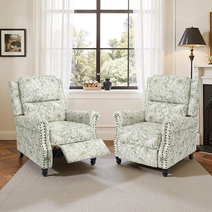 Recliner Chair, Modern Pushback Armchair with Adjustable Backrest & Footrest for Bedroom, Living Room