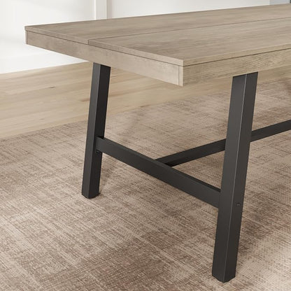 GarveeHome Industrial Dining Table for 6-8 People, 78.74" Long Large Kitchen Table with Sturdy Metal Frame, Rectangular Counter for Dinner, Kitchen, Dining Room (Grey, 79" Non-extendable)