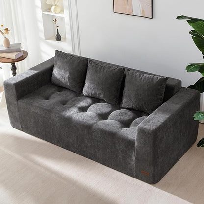 MAXYOYO Modular Sofa Couch, 75" Oversized Loveseat Boneless Cloud Couch with Deep Seat, Chenille Upholstered Living Room Comfy Sofa Chair for Living Room, No Assembly Required, Dark Grey