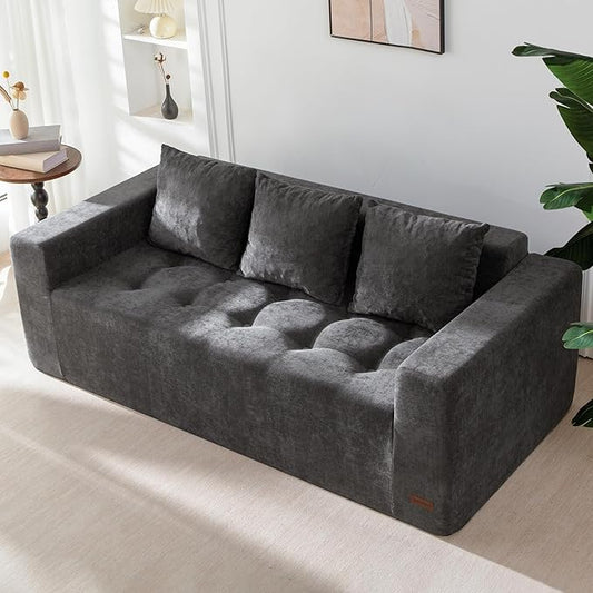 MAXYOYO Modular Sofa Couch, 75" Oversized Loveseat Boneless Cloud Couch with Deep Seat, Chenille Upholstered Living Room Comfy Sofa Chair for Living Room, No Assembly Required, Dark Grey