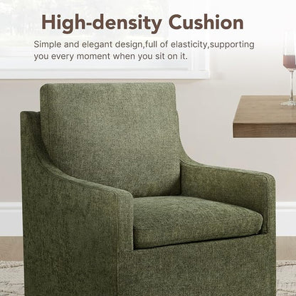 KISLOT Upholstered Dining Chairs Set of 4, Modern Dining Room Chairs with Casters & Washable Cover, Rolling Accent Chair with Hidden Storage for Kitchen, Farmhouse, Living Room, Green, 4 Box