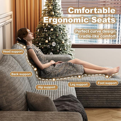 AUGOP 108" Sectional Couches for Living Room Modern Modular Sofa with L-Shape Couchs Upholstered Boneless Couch Deep Seat Sectional Couch with Chaise (Grey, Right Facing Chaise+2Seaters)