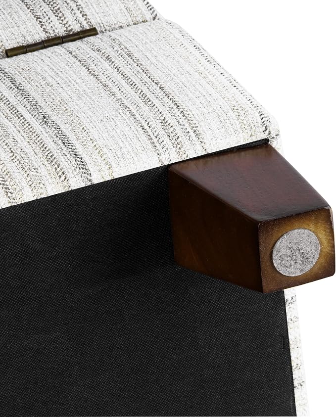 HomePop Harper Luxury 28" Square Storage Ottoman - Gray Striped Pattern
