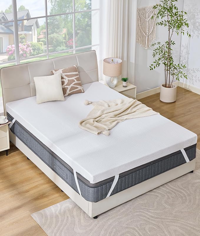 SINWEEK 2 Inch Memory Foam Mattress Topper Twin XL Size with Breathable Bamboo Cover for College Dorm, Pressure Relief Mattress Pad to Revitalize Old Beds, Non-Slip and Machine Washable for Easy Care