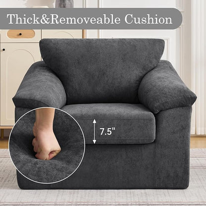 Boneless Single Sofa Chair, Modern Cloud Accent Chair, Comfy Deep Seat Couch for Living Room, Bedroom, Apartment, Small Space, No Assembly, Dark Gray