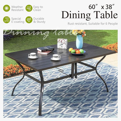 Sophia & William 7 Piece Outdoor Patio Dining Set, Patio Table and Chairs Set for 6, Fixed and Swivel Patio Chairs with Cushions and Rectangular Table, Outdoor Dining Set for Backyard, Poolside