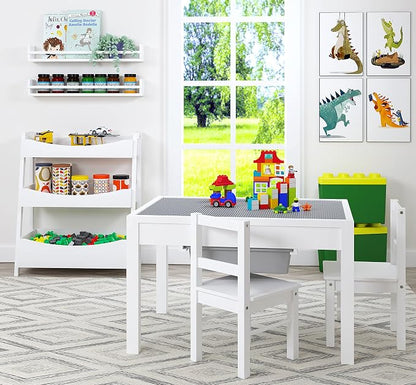 Large 2 in 1 Kid Activity Table with Storage, Play Table for Kids, Boys,Girls,White, 32.2"W x 22.2"L x 20"H, Ages 3+