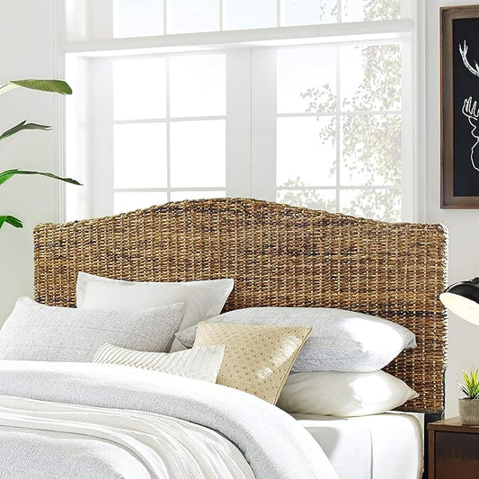 Crosley Furniture Serena Handwoven Natural Fiber Rattan Bed Headboard, Banana Leaf, Queen