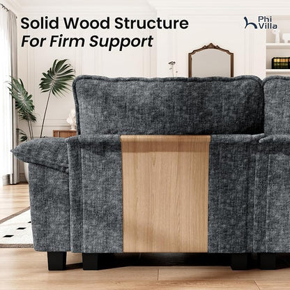 PHI VILLA Cloud Modular Couch Sets, 123.6" Oversized Sectional Sofa with U-Shaped Chaise, 5-Seater Couches with 2 Movable Ottomans for Living Room, Chenille Dark Cyan