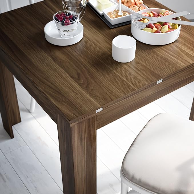 Mobili Fiver, Square extendable Dining Table, Eldorado, 35.4(70.9) x35.4 in, Oak, for 4-8 People, Expandable Dining Table for Kitchen, Italian Furniture
