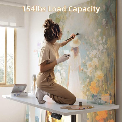YIHAYO Low Height Adjustable Desk, Lifts 18.1-28.3 Inches, Electric Standing Desk for Short People, 48 x 24 Inches Computer Table with Splice Board for Home Office, White