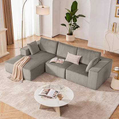 108” Modular Sectional Sofa, Cloud Sectional Couch with Deep Seat, Boneless Couches for Living Room Bedroom, Modern Modular L-Shape Sofa Couch with Chaise (LightGray, Left Facing Chaise)