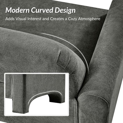 HULALA HOME 60" Modern Curved Loveseat Sofa, Comfy Chenille Couch Small Love Seat with Wrapped Armrests, 2 Seater Sofa for Living Room, Easy Assembly, Grey