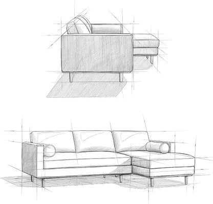 SIMPLIHOME Morrison Right Sectional Sofa in Woven-Blend Recycled Polyester Fabric, Mist Grey, 102-inches Wide, L-Shaped Couch with Right Chaise for the Living Room and Family Room