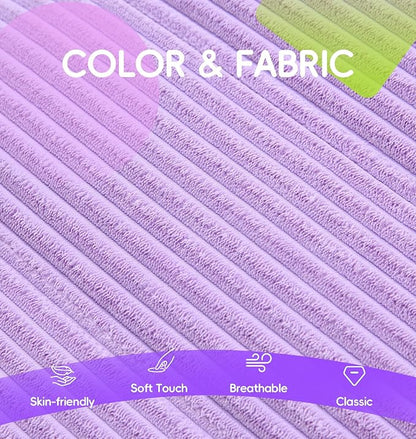Hobestluk Small Bean Bag Chair Faux Fur Fabric BeanBag Couch for Playroom | Purple Corduroy,Ergonomic Design,Memory Foam,Strong Supportive,No Assembly Required,Decorative Style for Living Room Bedroom