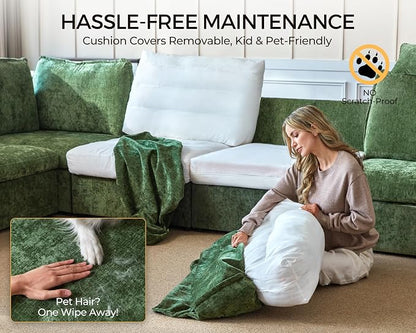 152.4" Power Recliner Sofa Wall Hugger, Modular Cloud Sectional Reclining Couch with Headrest, Storage Drawer Cup Holder, 3-Seater with 2 Consoles for Home Theater Living Room, Chenille, Green