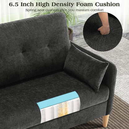 Hanherry Loveseat Sofa, 47” Small Couch for Living Room, Comfy Chenille Fabric Love Seat for Bedroom with Throw Pillow,Removable Cushion Cover,Couches for Small Space,Apartment,Dorm