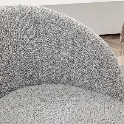KINWELL 34" W Swivel Barrel Chair Set of 2, Mid Century Modern Round Upholstered Boucle Swivel Accent Chairs, No Assembly Sofa Chair for Living Room Bedroom Reading, Black White