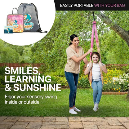 Indoor Sensory Swing for Kids or Outdoor – Holds 300lbs, Double-Layer, & 360° Swivel, Calming Compression Therapy Swing Hammock for Kids & Adults with All Hardware – Sensory-Motor Toys & Gifts