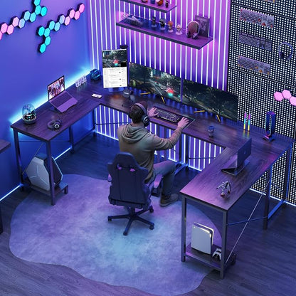 DUMOS L Shaped Desk, Gaming Computer Desks Corner Office Table with CPU Shelf for Home Study Writing Work Station 50 Inch, Sturdy L-Shaped Design, Ideal for PC Setup, Study, and Home Office, Grey
