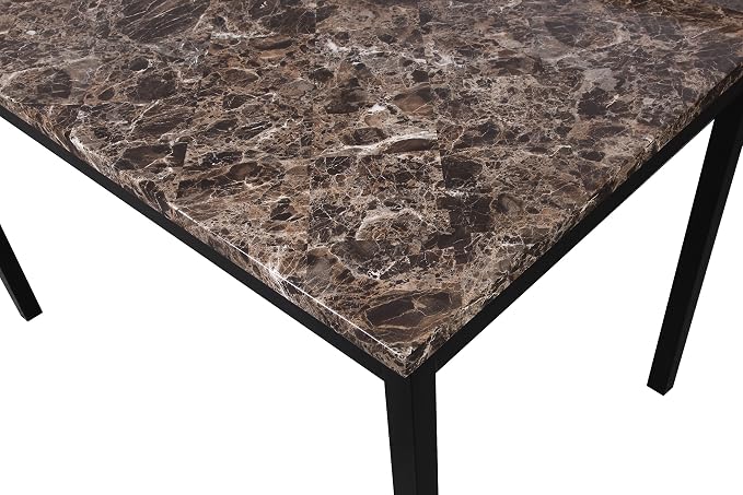 Roundhill Furniture 5 Piece Citico Metal Dinette Set with Laminated Faux Marble Top - Gray