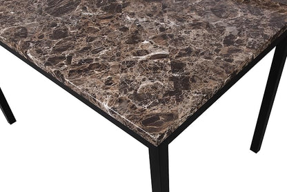 Roundhill Furniture 5 Piece Citico Metal Dinette Set with Laminated Faux Marble Top - Gray