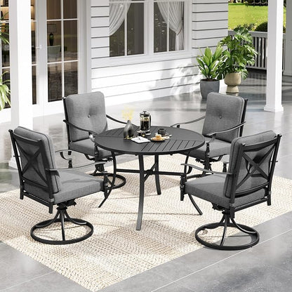 Sophia & William 5 Piece Outdoor Patio Dining Set, Patio Table and Chairs Set for 4,Swivel Patio Chairs with Cushions and Round Table, Outdoor Dining Set for Backyard, Poolside