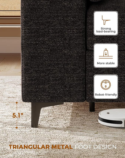 Upvilla 71.25" Modern Sofa Couch for Living Room, Deep Seat Sofas with 8” Cushion, Comfy 2-Seater Chenille Loveseat with Convertible Armrest, Removable Sofa Cover, High Leg (Dark Gray)