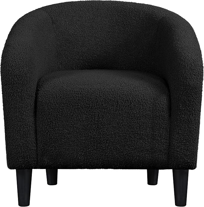 Topeakmart Barrel Chair, Soft Sherpa Accent Chair Side Chair Club Chair Modern Style Deep Seating Barrel Armchair for Living Room Furniture Reading Room Bedroom, Black