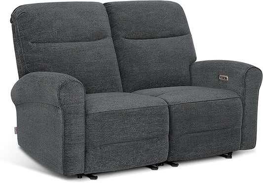 MCombo 64.6" Wall Hugger Power Loveseat Recliner Sofa with USB Ports, Reclining Loveseat for Small Spaces Living Room RV, Fabric PR635M1 (Dark Grey)