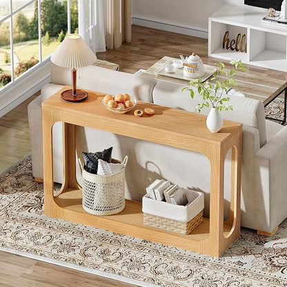 CHOEZON 47.2" Long Console Table, Entryway Table, Hallway Table, 2-Tier Behind Couch Table, Corridor Decor Stand, Narrow Rectangular with Storage for Living Room, Entry, Hallway, Light Walnut MXG03NL