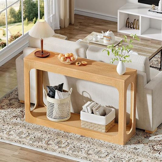 CHOEZON 47.2" Long Console Table, Entryway Table, Hallway Table, 2-Tier Behind Couch Table, Corridor Decor Stand, Narrow Rectangular with Storage for Living Room, Entry, Hallway, Light Walnut MXG03NL