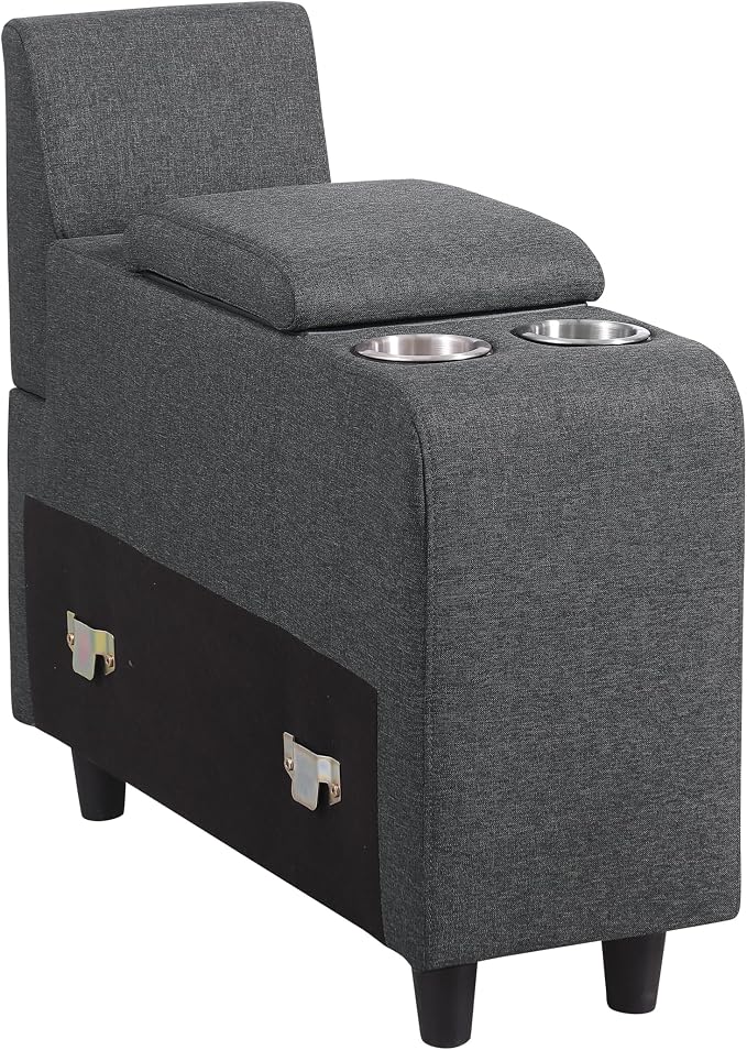 Ball & Cast 127" L-Shaped Sectional Couch with Movable Ottoman and 6 Throw Pillow,7 Seat Chenille Upholstered Sofa W/ 2 Cup Holders,USB Port and Hidden Storage Box,DIY Combination,for Living Room,Gray