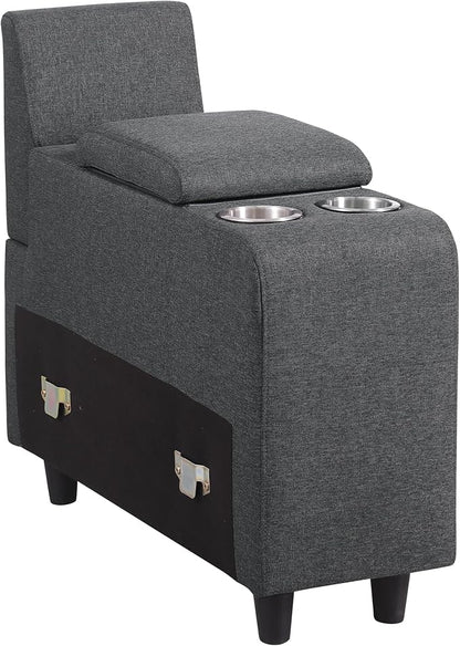 Ball & Cast 127" L-Shaped Sectional Couch with Movable Ottoman and 6 Throw Pillow,7 Seat Chenille Upholstered Sofa W/ 2 Cup Holders,USB Port and Hidden Storage Box,DIY Combination,for Living Room,Gray