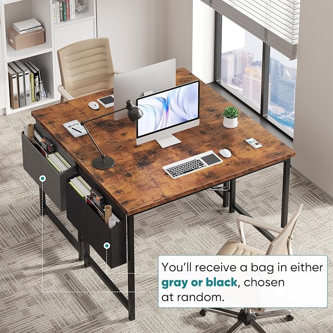 OLIXIS Computer Desk, 44 Inch Home Office Desks for Small Spaces, Writing Craft Study Gaming Table for Bedroom, Modern Computer Workstation with Storage Bag, Rustic Brown