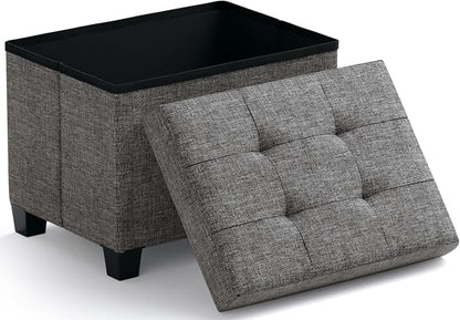 Ornavo Home Storage Ottoman Small Rectangle Ottoman with Legs, Foot Rest Stool Seat, Load up to 600 LB, for Living Room, Bedroom, Home Office, Dorm - 12 x 16 x 12, Dark Gray
